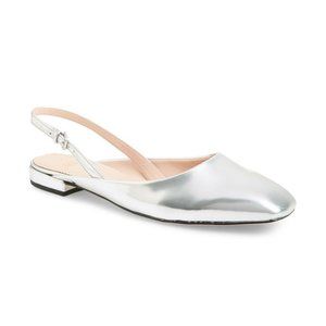 J. Crew Sally Slingback Flat Silver Metallic PD19